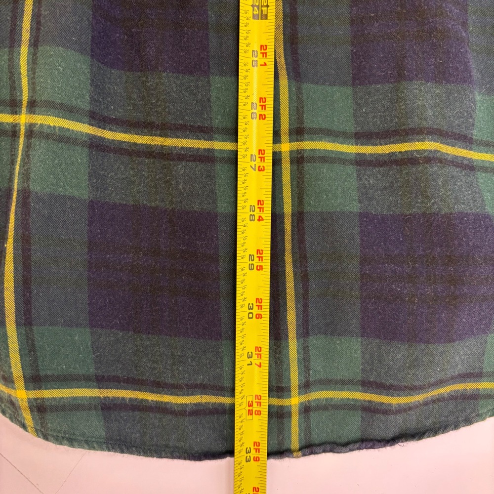 Ralph Lauren Mens Flannel Shirt L Green Navy Yellow Plaid Made in USA Cotton - Picture 7 of 7